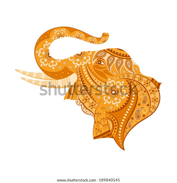 easy to edit vector illustration of elephant  in
floral design