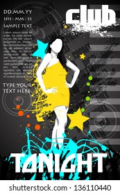 easy to edit vector illustration of fashionable woman in party background