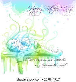 easy to edit vector illustration of father and son sleeping