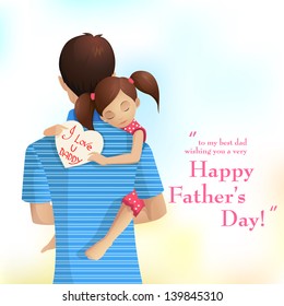 easy to edit vector illustration of father holding daughter in Father's Day