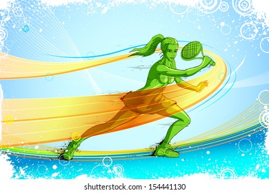 easy to edit vector illustration of female tennis player