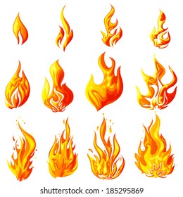 easy to edit vector illustration of fire flame collection
