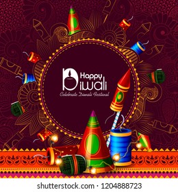 easy to edit vector illustration of firecracker for Happy Diwali holiday background