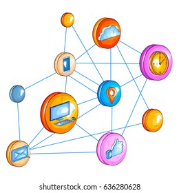 easy to edit vector illustration of Flat style 3D Isometric view of Cloud Computing Network