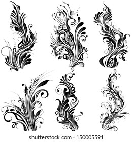 easy to edit vector illustration of floral calligraphic design