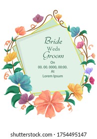 easy to edit vector illustration of floral design wedding invitation greetings card template background
