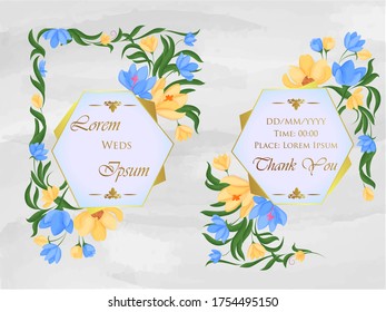 fácil de editar ilustración vectorial del diseño floral de fondo de la plantilla de la tarjeta de invitación de boda