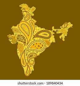 easy to edit vector illustration of floral map of India