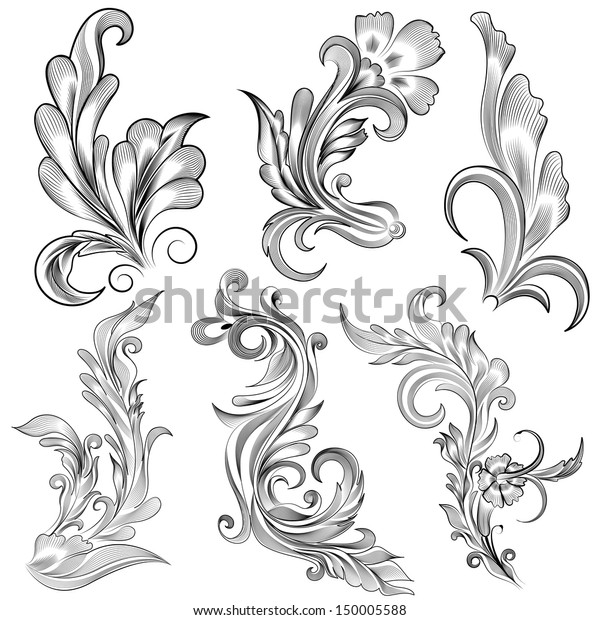 easy to edit vector illustration of floral\
calligraphic design
