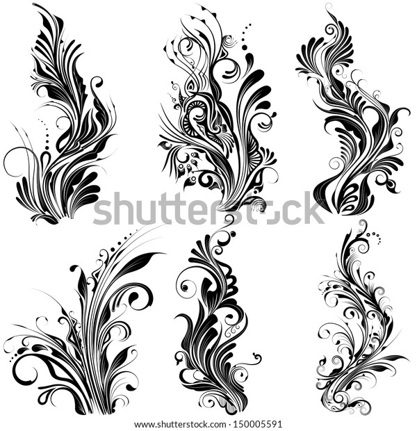 easy to edit vector illustration of floral\
calligraphic design