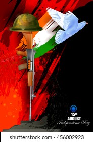 easy to edit vector illustration of Flying Dove on Indian Independence Day celebration background