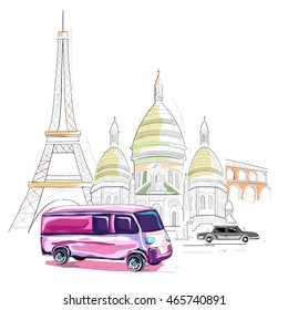 easy to edit vector illustration of France cityscape