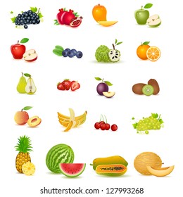 easy to edit vector illustration of fresh fruit with slice