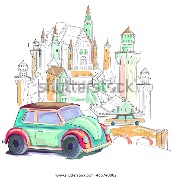 easy to\
edit vector illustration of Germany\
cityscape
