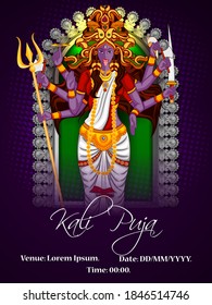 fácil de editar ilustración vectorial de la celebración de la diosa Kali puja durante el festival Diwali de la India