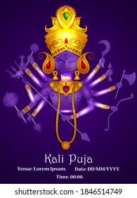 easy to edit vector illustration of Goddess Kali puja celebration during Diwali festival of India