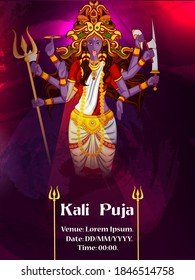 easy to edit vector illustration of Goddess Kali puja celebration during Diwali festival of India