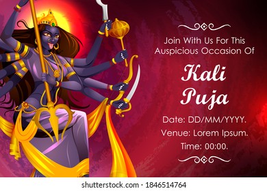 easy to edit vector illustration of Goddess Kali puja celebration during Diwali festival of India