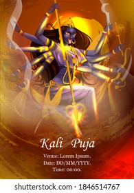 easy to edit vector illustration of Goddess Kali puja celebration during Diwali festival of India