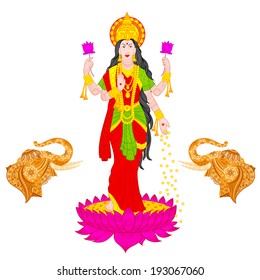 easy to edit vector illustration of Goddess Lakshmi