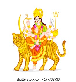 easy to edit vector illustration of Goddess Durga