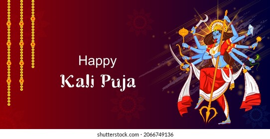 easy to edit vector illustration of Goddess Kali puja celebration during Diwali festival of India