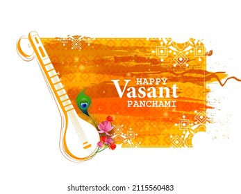 easy to edit vector illustration of Goddess Saraswati for Vasant Panchami Puja of India