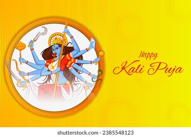 easy to edit vector illustration of Goddess Kali puja celebration during Diwali festival of India