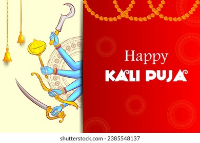 easy to edit vector illustration of Goddess Kali puja celebration during Diwali festival of India