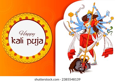 easy to edit vector illustration of Goddess Kali puja celebration during Diwali festival of India