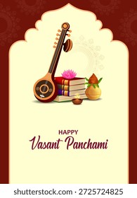 fácil de editar ilustração vetorial da Deusa Saraswati para vasant Panchami Puja da Índia