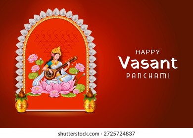 fácil de editar ilustração vetorial da Deusa Saraswati para vasant Panchami Puja da Índia