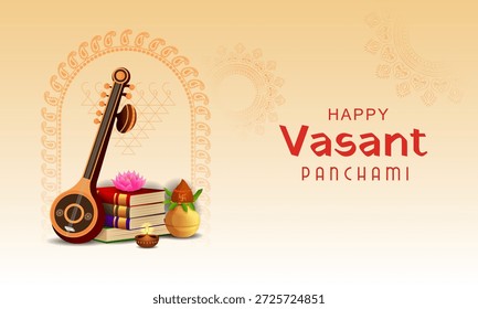 fácil de editar Ilustración vectorial de la diosa Saraswati para Vasant Panchami Puja de la India
