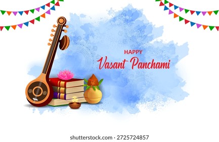 fácil de editar ilustração vetorial da Deusa Saraswati para vasant Panchami Puja da Índia