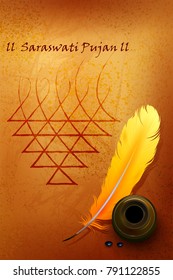 easy to edit vector illustration of Goddess Saraswati for Vasant Panchami Puja of India