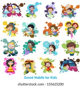 easy to edit vector illustration of good habits chart