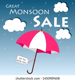 easy to edit vector illustration of great monsoon sale and promotion advertisement banner background template