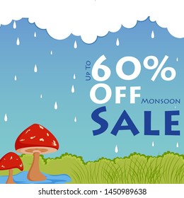 easy to edit vector illustration of great monsoon sale and promotion advertisement banner background template