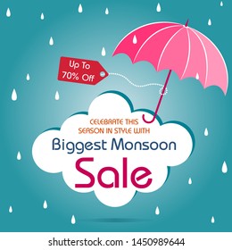 easy to edit vector illustration of great monsoon sale and promotion advertisement banner background template