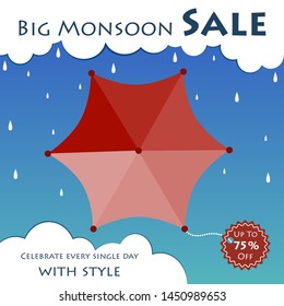 easy to edit vector illustration of great monsoon sale and promotion advertisement banner background template