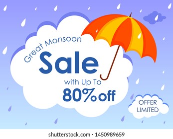 easy to edit vector illustration of great monsoon sale and promotion advertisement banner background template