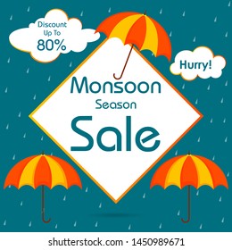 easy to edit vector illustration of great monsoon sale and promotion advertisement banner background template