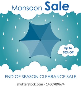 easy to edit vector illustration of great monsoon sale and promotion advertisement banner background template