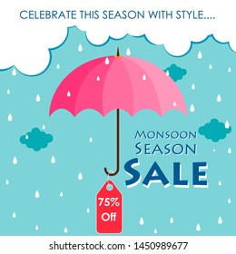 easy to edit vector illustration of great monsoon sale and promotion advertisement banner background template