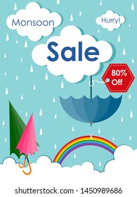 easy to edit vector illustration of great monsoon sale and promotion advertisement banner background template