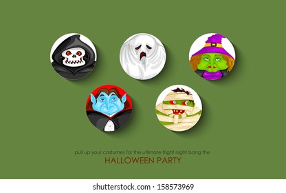 easy to edit vector illustration of Halloween Costume Party design