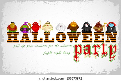 easy to edit vector illustration of Halloween Costume Party design