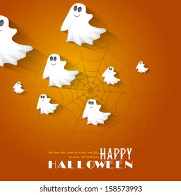 easy to edit vector illustration of Halloween Background with flying boo ghost