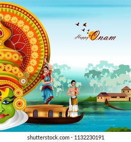 easy to edit vector illustration of Happy Onam holiday for South India festival background