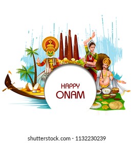 easy to edit vector illustration of Happy Onam  holiday for South India festival background